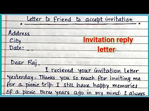 Letter to friend to Accept invitation || Write a reply for invitation || Letter Writing
