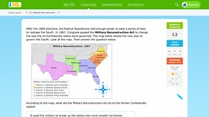 According to the map, what did the Military Reconstruction Act ... | Filo