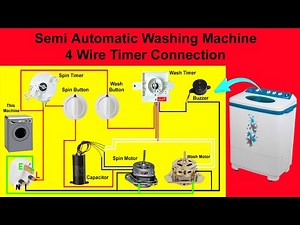 Semi Automatic Washing Machine 4 Wire Timer Complete Connections