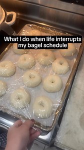 Comment “BAGEL” for my overnight bagel recipe, packed with tons of tips and tricks—like how to pivot when your schedule interferes with your baking. The fridge is your friend! If you need to step away and are worried your dough will overproof, just stick it in the fridge. When you return, bring it out, let it come to room temperature, and pick up where you left off! Here’s the timeline for this bagel bake (also included in my full recipe on the blog—comment BAGEL to get it): - 9pm: Mixed my bage