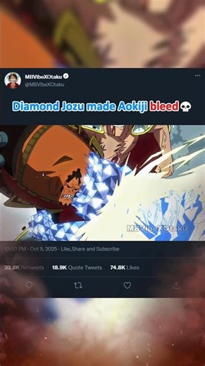 Diamond Jozu’s punch made Aokiji shaken #shorts #luffy #onepiece