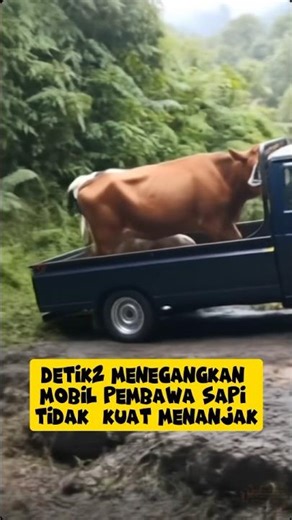 Horrifying! A truck carrying cattle failed to climb a hill and nearly rolled into a ravine. #Horr...