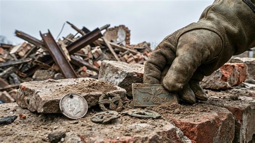 War rubble dump yields rare badges lucky charm coin and a 1936 German plaque