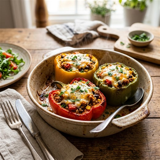 Easy Ground Turkey Stuffed Bell Peppers Oven Baked - Food Heaven