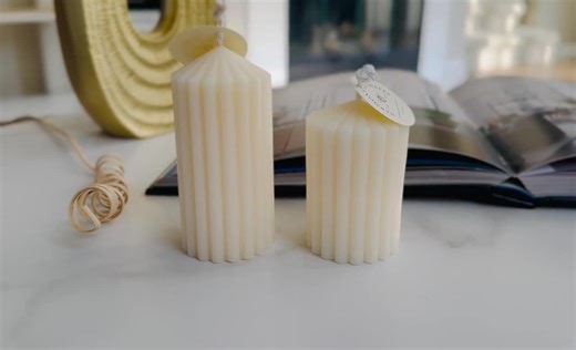 Ribbed Pillar Candle, Striped Candle, Set of Soy Candles, Custom Color, Scented Candle, Handmade Gift, Minimalist - Etsy