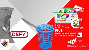 11 reactions | PROMOTION EXTENDED! Buy ANY DEFY Toploader OR Frontloader and get a FREE Washing Basket and FREE Ariel Washing Powder/Pods! Visit your closest branch today! #RailwayFurnishers #DefyWashingMachines #ariel | Railway Furnishers Pty Ltd | Facebook