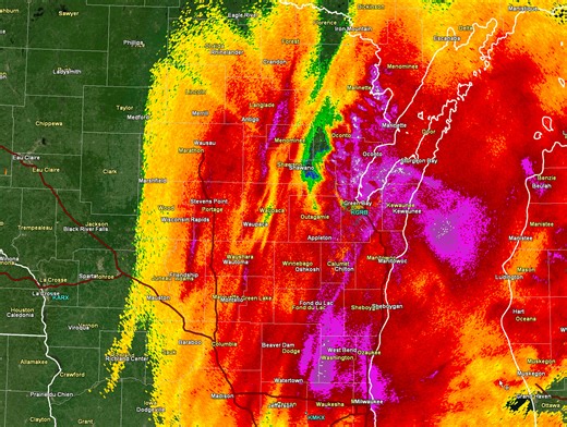1/10/26 10 AM - Snow continues over eastern WI, but is tapering off (for the time being) over central WI. Expect snow to end over the Fox Valley after 1 pm, but over far northeast WI (eg. Pembine, Marinette, and Door County) the snow will continue. Snow showers will return to central WI after 2 pm, especially south of Wausau. | US National Weather Service Green Bay Wisconsin