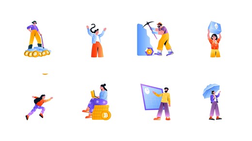 Animated Cryptocurrency Illustrations Art Set