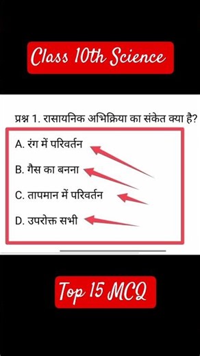 Class 10 Science Chapter 1 MCQ 🔥 | Top 15 Important Questions | Board Exam 2026