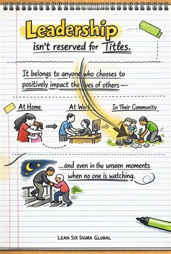 Leadership isn’t about titles — it’s about impact. You lead every time you choose to lift someone up, even when no one is watching. | Lean Six Sigma Global