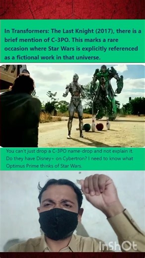 In Transformers The Last Knight 2017 there is a brief mention of C-3PO This marks a rare occasion wh