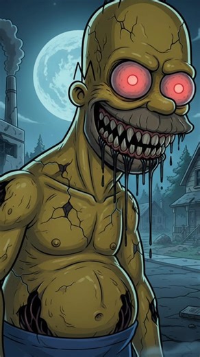 Scary Version of The Simpsons | Try not to get Scared 🙀😳 #shorts #simpsons #animatedcartoon