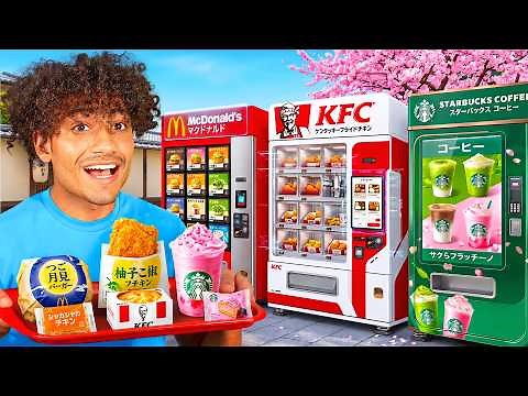 Eating Only JAPAN VENDING MACHINE Food For 24 Hours!