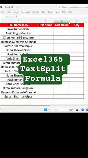Excel TEXTSPLIT Function in 60 Seconds 🚀 | Excel 365 Tutorial.#excel365 #textsplit