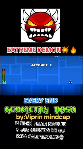 Extreme Demon Geometry Dash | Every End | Viprin Mindcap