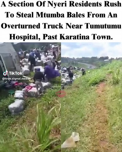 Nyeri Residents Loot Overturned Mtumba Truck Near Tumutumu Hospital