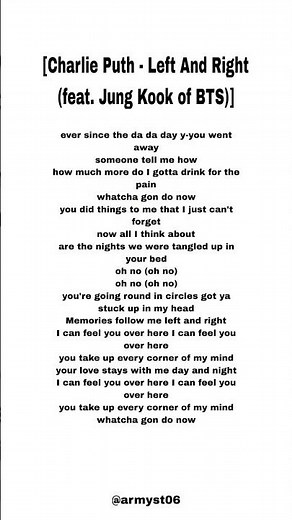 Charlie Puth - Left And Right (feat. Jung Kook of BTS) [lyrics]