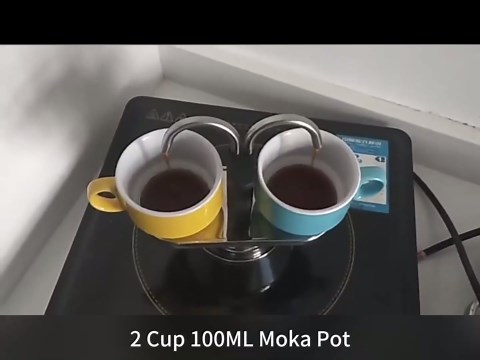 Mocha Pot, 100ML Double Mocha Coffee Pot, 2 Cup Dual Pipe Stainless Steel Classic Italian Coffee Maker, Stovetop Espresso Maker