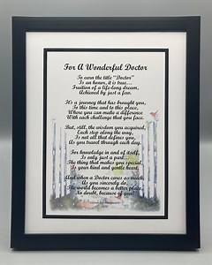 Framed Doctor Poem- Doctor Gift- Doctor Present- Thank You Doctor - Doctor Retirement- Doctor Appreciation- Graduation From Medical School- - Etsy