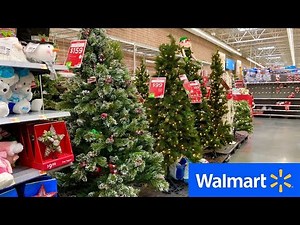WALMART CHRISTMAS DECORATIONS CHRISTMAS TREES ORNAMENTS SHOP WITH ME SHOPPING STORE WALK THROUGH