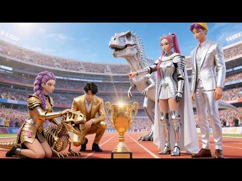 Golden Family VS Silver Family: RUMI Gets Magic T-REX Racing Championship - KPOP Demon Hunters