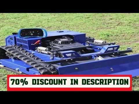 #Customized tracked industrial remote control robot with snow shovel lawn mower, cutting width 550m