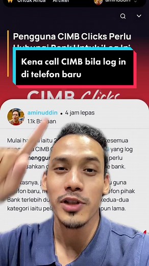 First time login app CIMB Clicks dekat telefon baru? Kena call CIMB dulu. #beritatiktok #beritaditiktok #techtok #wisermy #cimb