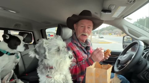 Cowboy style McGriddle with thick sausage and real maple syrup