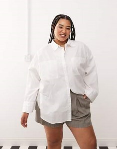 COLLUSION Plus poplin oversized shirt in white | ASOS