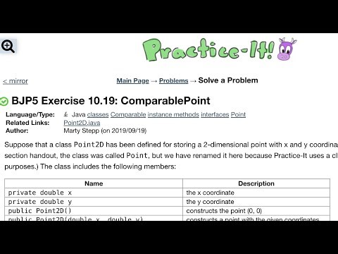 Java Practice It | Exercise 10.19: ComparablePoint | classes, comparable, instance methods