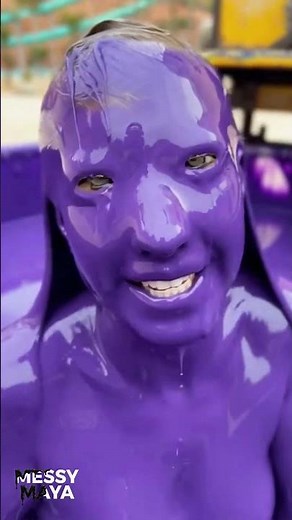 The Ultimate Slime Dunk Challenge! 🟣💦 Would You? #MessyMaya #dunktank #slime #asmr.