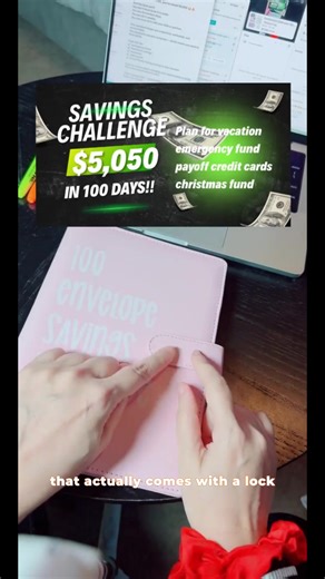 Combination Code Lock 100 Envelopes Money Saving Challenge Binder - Easy & Fun Way to Save $5,050, Modern Style, Non-Customized, No Warranty