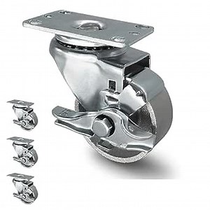HANDSAMMU'S 3inch Industrial Casters, Semi Steel Cast Iron Locking Casters, Swivel Casters with Brake, Set of 4 Heavy Duty Casters with 1400 lb Capacity (4 Brake)