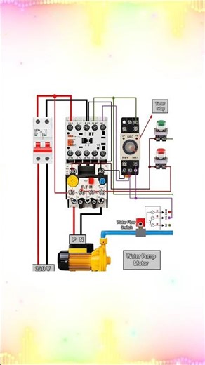 Water Pump Motor Control Circuit Diagram | Contactor & Timer Wiring #diy #motorstarter #diymotor