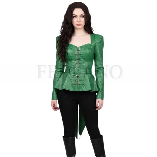 Green Leather Corset Jacket: Buckled Gothic, Fantasy, Steampunk Outerwear - Etsy