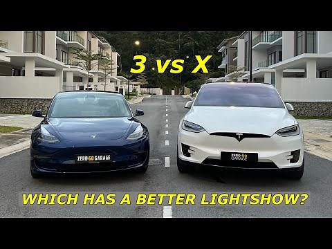 NEW Lightshow Battle: Tesla Model 3 vs Tesla Model X [FULL HD]