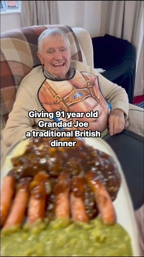 316K views · 7.1K reactions | We have been asked what traditional British food Grandad Joe would normally eat and this is a classic example, Bangers and Mash with onion gravy and Mushy peas! Bostin . We did use Irish sausages which were amazingly tasty and they came from YourIrishShop.com #britishfood #traditionalfood #irish #irishsausage #youririshshop #bangersandmash #mushypeas #grandadjoe #adultbib #dadanddaughter #family #91yearsyoung #dinnerideas #bostin | Grandad Joe | Facebook