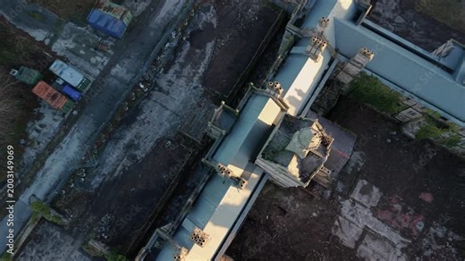 The North Wales Hospital - Denbigh Mental Asylum In Denbigh, North Wales, United Kingdom. Aerial Topdown Shot