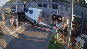 132K views · 264 reactions | A train struck a van at a railway crossing, with the driver still inside, according to dramatic footage. Watch the entire video of what happened when the lights were flashing and the barriers lowered: https://bit.ly/45wjEKT | LOCAL 12, WKRC-TV | Facebook