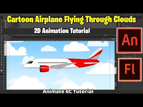 Airplane Flying Through Clouds Animation | Adobe Animate CC Tutorial