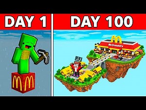 JJ and Mikey Survive 100 DAYS on MCDONALDS One Block in Minecraft ! - Maizen