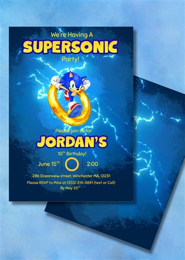 Sonic Themed Invitation - Etsy