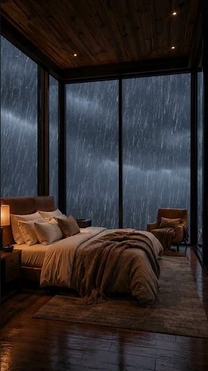 Heavy Rain ASMR in a Cozy Glass Cabin 🌧️ | Sleep Instantly#rain #deepsleep #relax