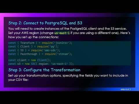 Efficiently Transfer PostgreSQL Data to S3 with Node.js Postgres to S3 Pipeline