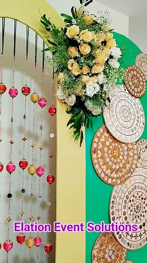 Small space #mehendi #Rongkhela setup for Sabrina apu💜🥰 very very #budget friendly and colorful, can be used as a #photobooth and for #haldiceremonyalso Designed by Elation Event solutions © Do not use video without permission | Elation Event solutions