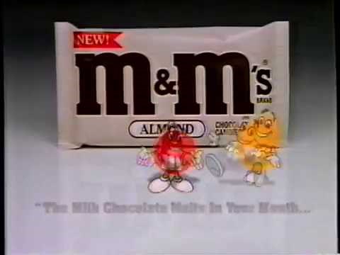 1992 M &Ms "Almond" Candies TV Commercial