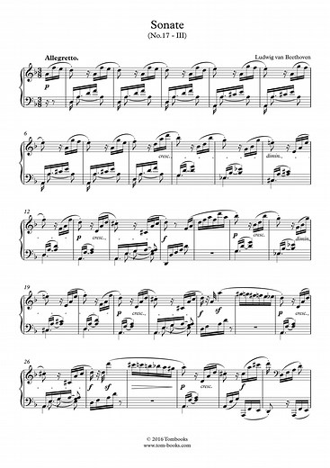 Sonata No. 17 in D minor 'The Tempest', Opus 31 – III. Allegretto (Beethoven) - Piano Sheet Music
