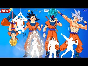 Dragon Ball SON GOKU doing all Fortnite Built-In Emotes シ