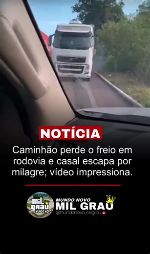 Carreta perde freio e quase atinge carro na BR-174