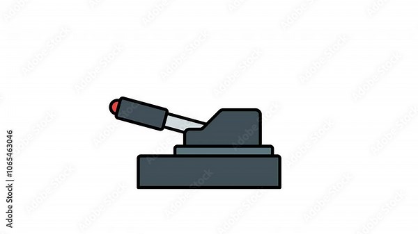 Car handbrake animation on gray base, a versatile industrial component for automotive, engineering presentations, mechanical concepts, or instruction manuals